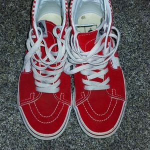 Red checkered hightop vans